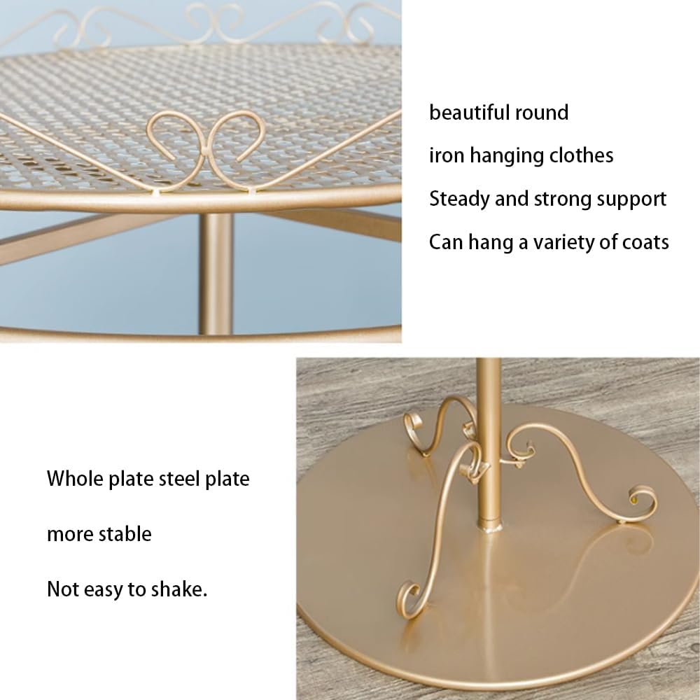 Floor-Standing Clothing Rack, Rotating Portable Garment Rack for Hanging Clothes, Metal Clothes Hanging Rack for Bedroom, Balcony, Retail Display,Gold,60cm*135cm