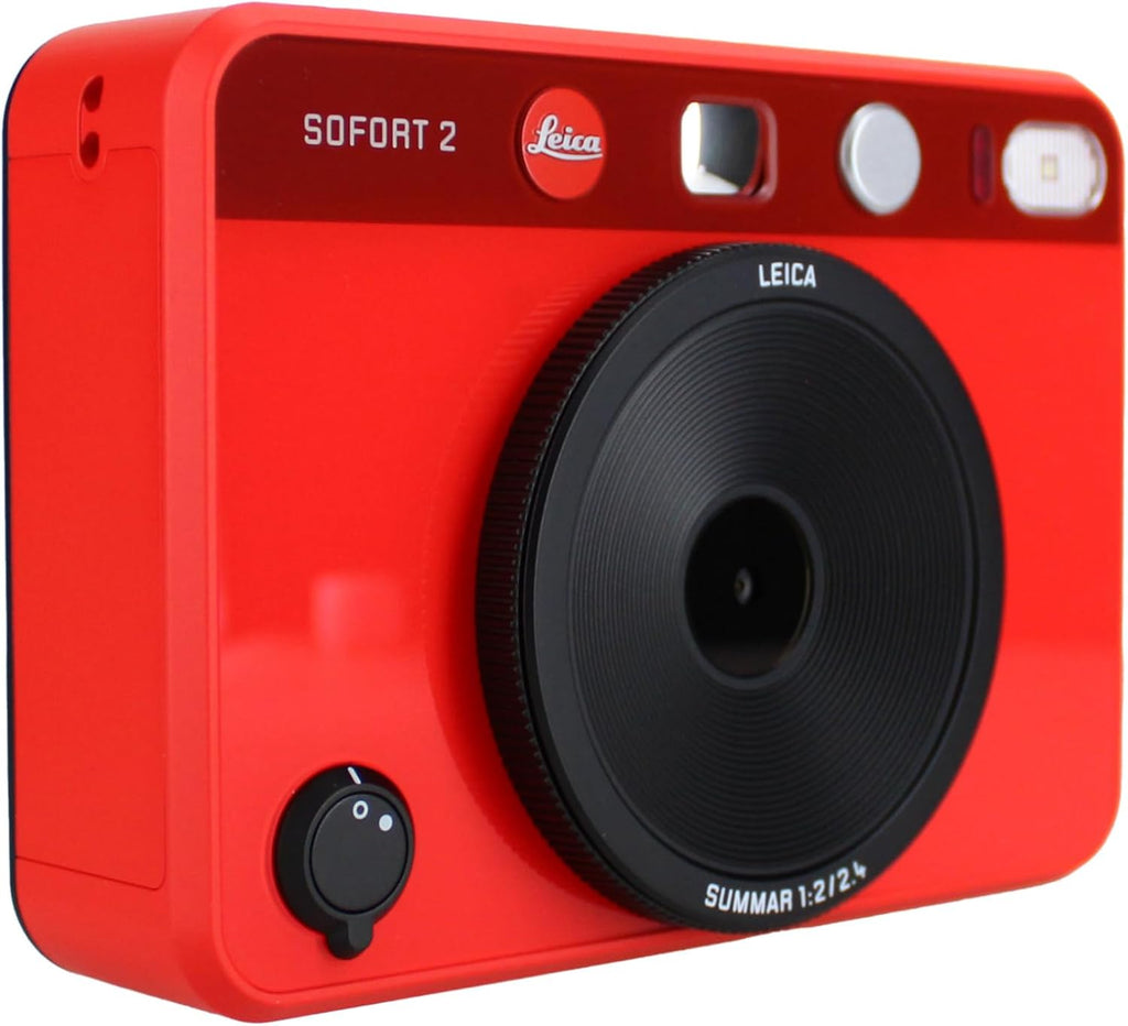 Leica Sofort 2 Hybrid Instant Photo Film and Digital Camera (Red) (19189) with LCD Display Bundle with Fujifilm Instant Film 60 Sheets + 128 GB Memory Card + Bag + Cleaning Kit