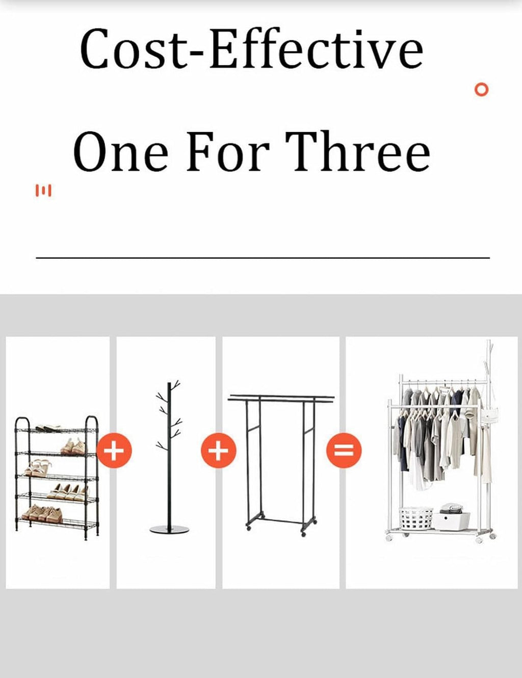 ELZEM Rolling Clothes Rack on Wheels, Double Rod Clothing Garment Rack,Hanging Clothes Organizer for Bedroom,Clothing Store, Hallway A