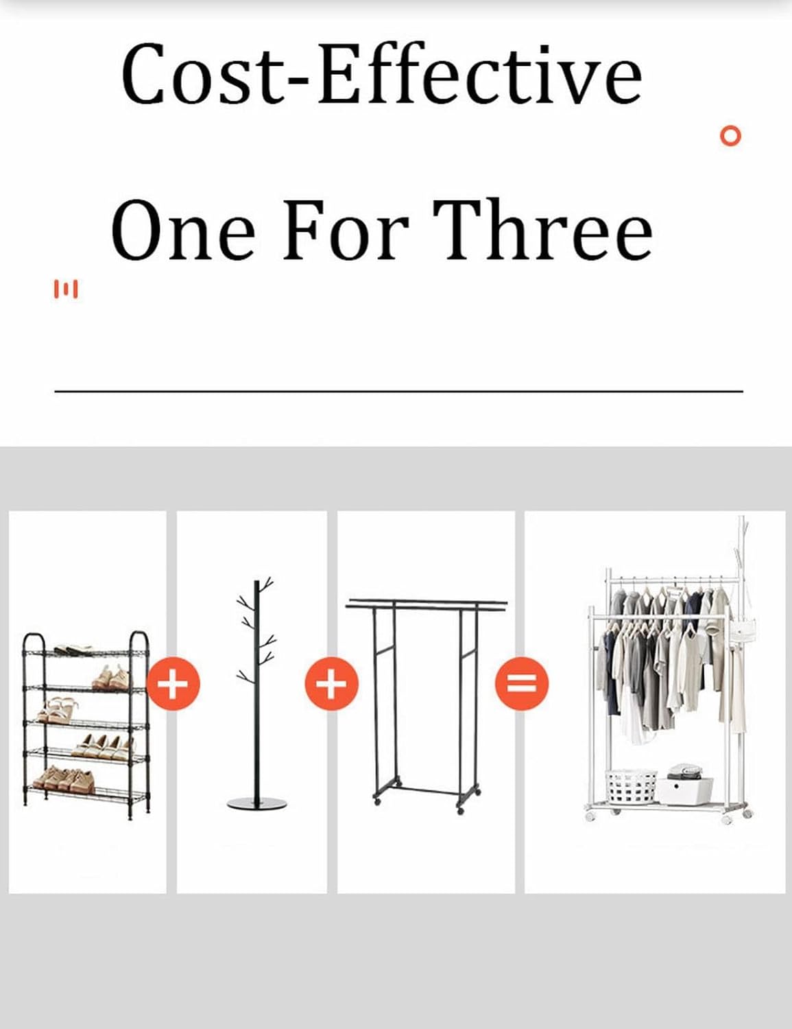 ELZEM Rolling Clothes Rack on Wheels, Double Rod Clothing Garment Rack,Hanging Clothes Organizer for Bedroom,Clothing Store, Hallway A