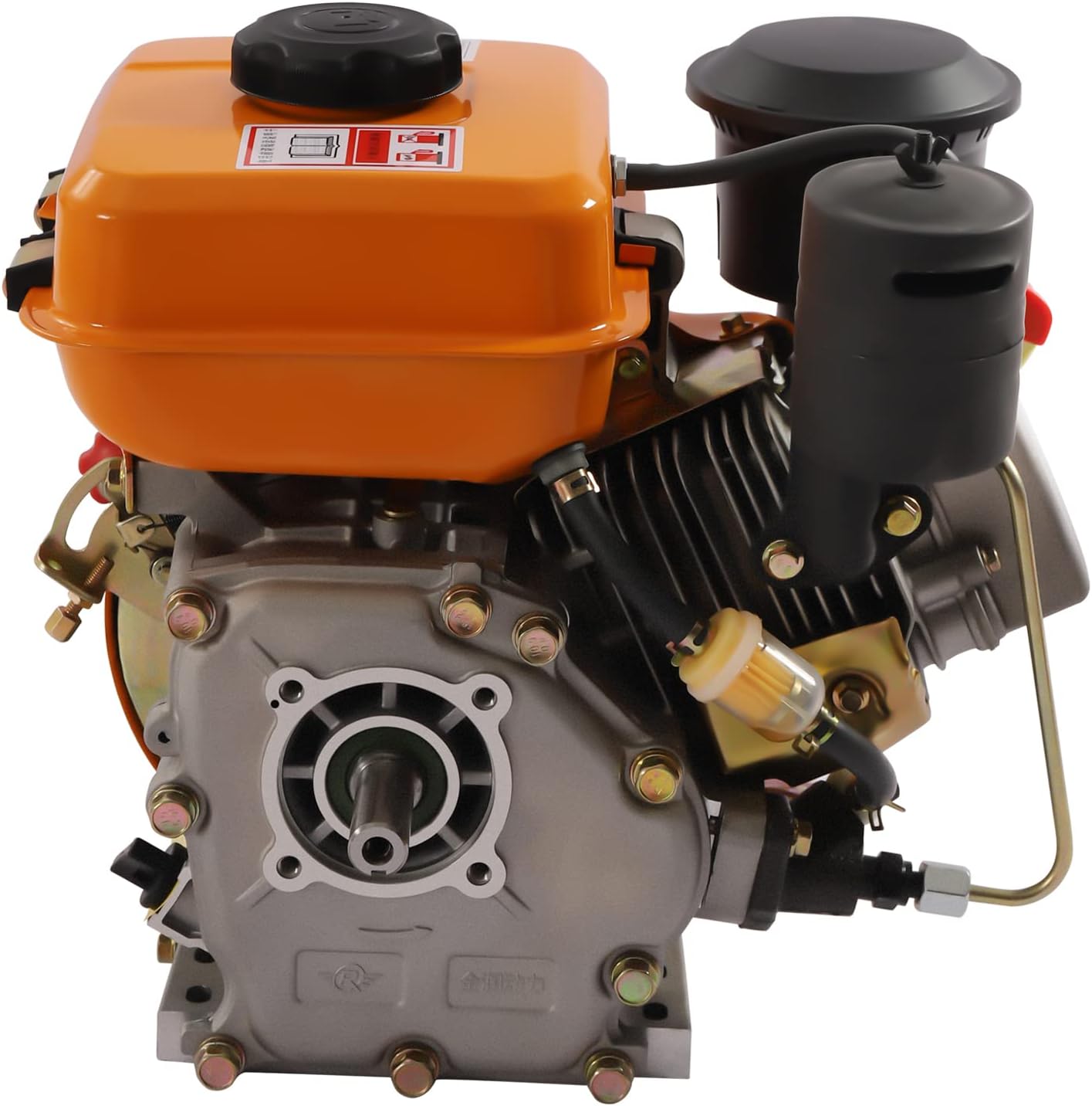Diesel Engine 196CC 4 Stroke Single Cylinder Forced Air Cooling Horizontal Axis Engine Recoil Hand Start 3000RPM 2.2KW, 53mm Shaft Length (Orange)