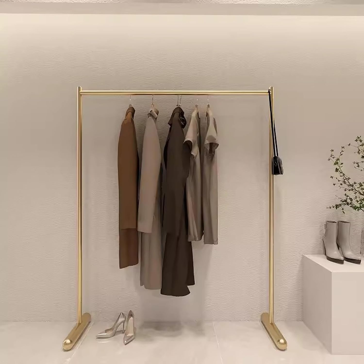 Garment Rack Heavy Duty Clothing Racks For Hanging Clothes, Gold Metal Clothes Rail For Bedroom And Office, Single Rod Coat Rack And Clothes Organizer, Commercial Clothes Display R(Size:150X40X160CM)