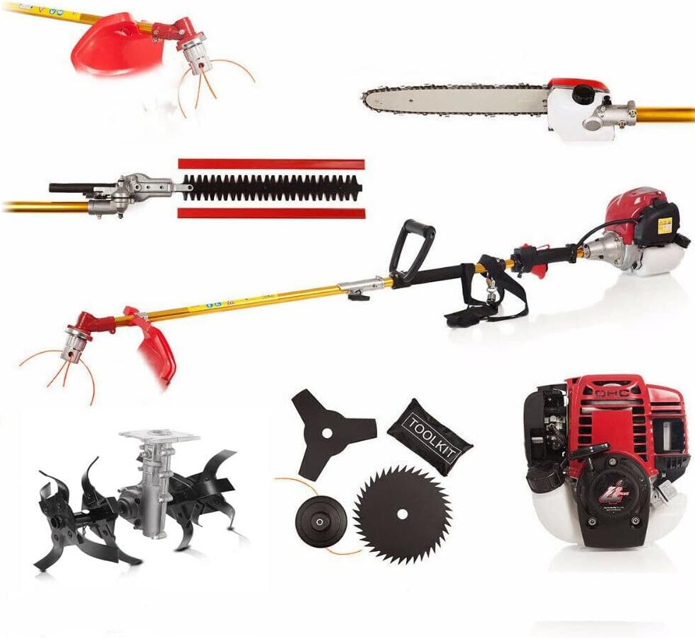 lecoo CHIKURA Weed Eater 7 in1 Brush Cutter GX35 Gasoline strimmer Edger Lawn 4 Strokes Tiller