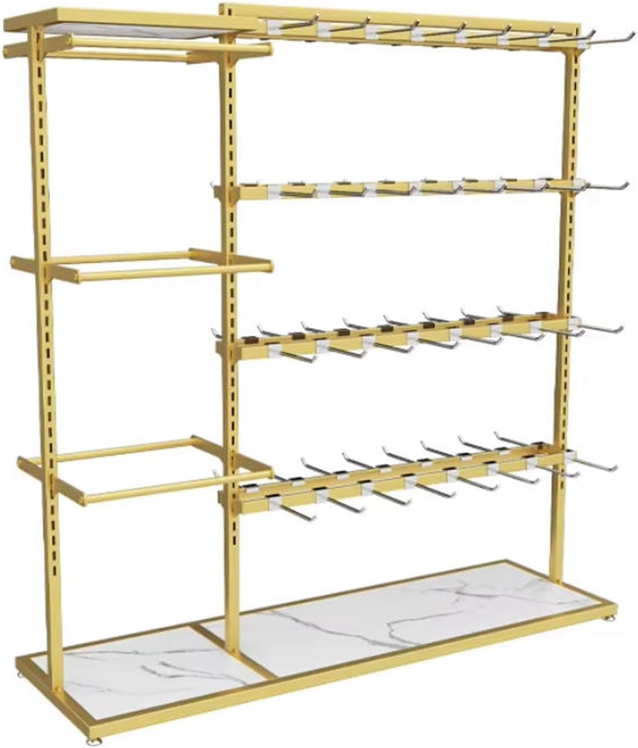 Retail Displays & Racks Clothing Store Underwear Shelf, Floor Standing Multi-layer Adjustable, Various Types of Socks, Boxed, Island Rack for Hanging Clothes(Gold)