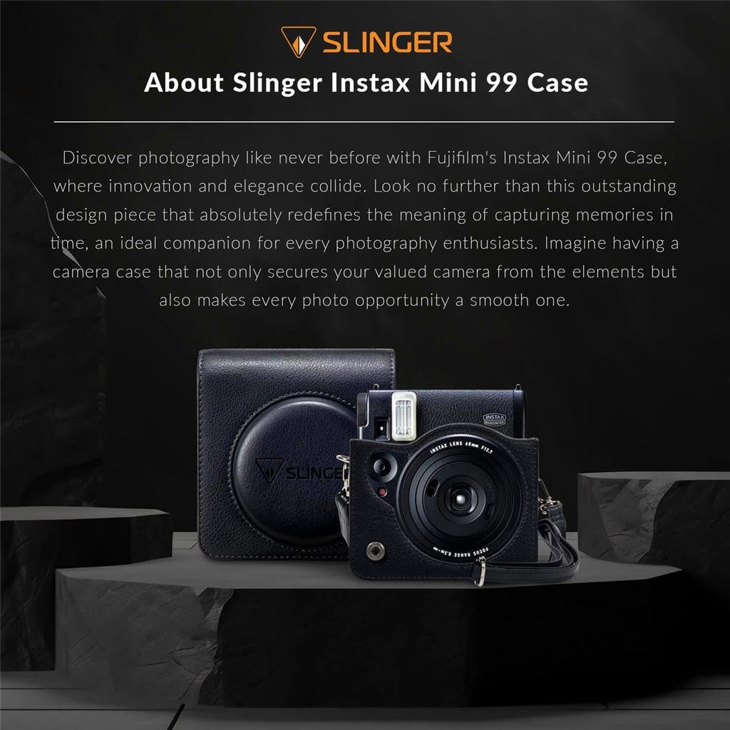 Fujifilm Instax Mini 99 Instant Film Camera, Matte Black, Bundle with Photo Album and Protective Case