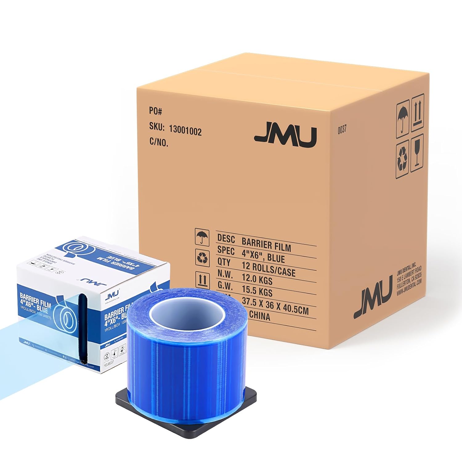 JMU Barrier Film 12 Rolls, Barrier Film Tattoo Blue Barrier Tape for Dental Medical Tattoo, 4 x 6 Inch