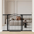 Fairy Baby 54.4'-57.0' Extra Wide Baby Gate with Door, 55 56 57 Inches Walk THR Baby Gates for Stairs Pressure Mounted no Drill, Indoor Tension Metal Child Pet Dog Safety Gate for Kids, Black