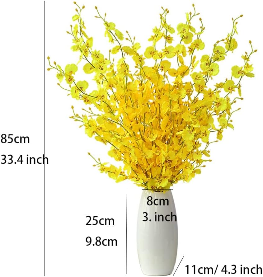Fake Flowers Artificial Flowers Fake Flowers with Vase, Fake Silk Orchid Faux Long Stem Flowers for Home Wedding Indoor Outdoor Decoration Home Decor