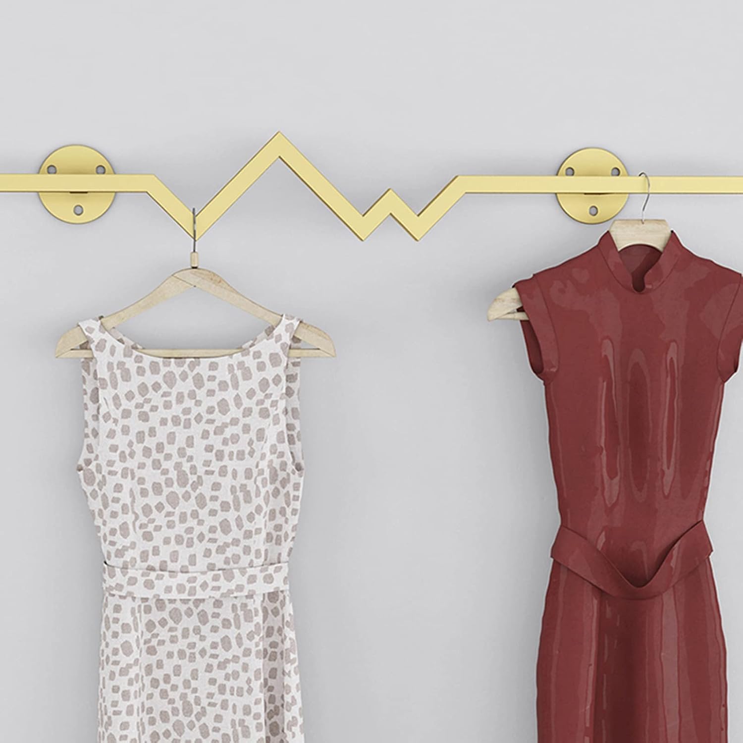 Clothing Rack Heavy Duty Garment Bar Wall Mounted Garment Rack for Hanging Clothes Rod Design Clothing Display Stand for Home/Retail Use/Gold/80X10Cm (Gold 80X10Cm)