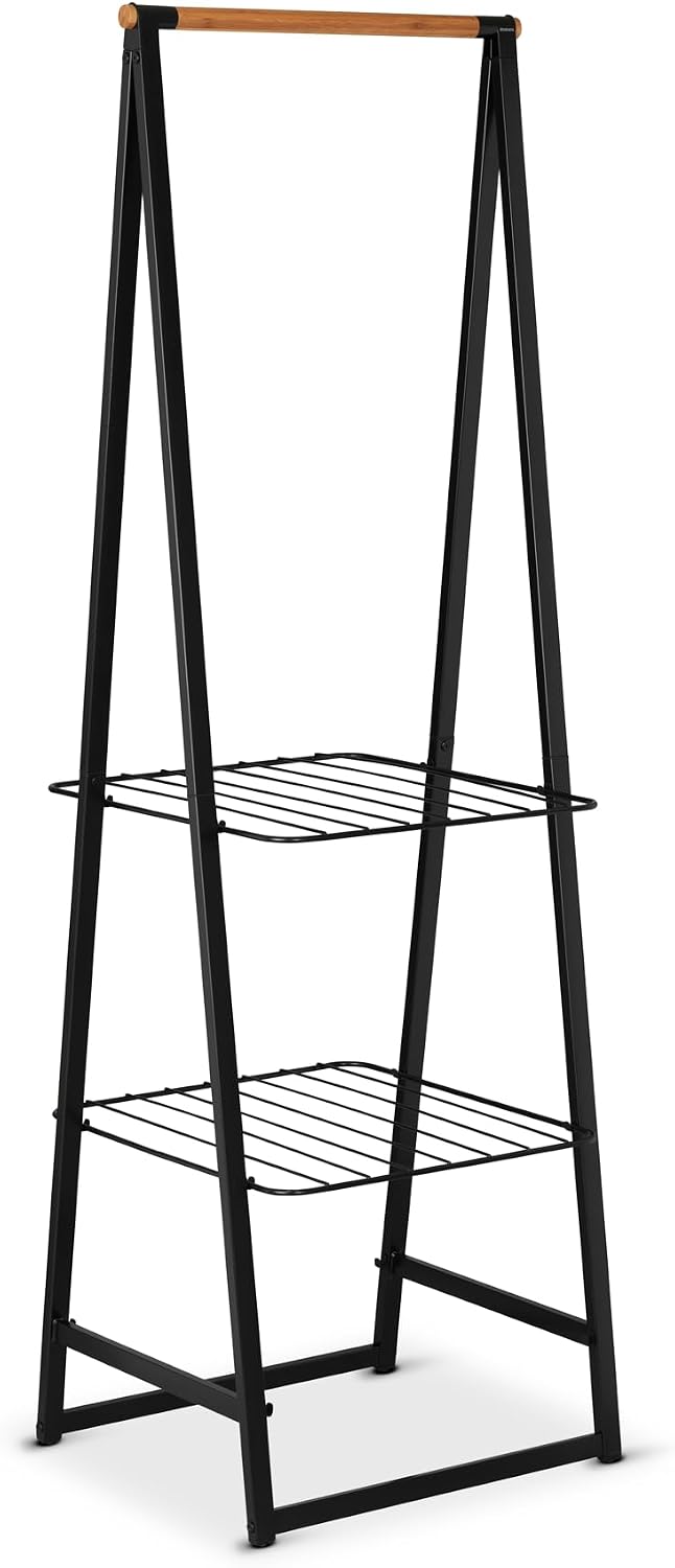 Brabantia - Linn Clothes Rack - Multi-Functional - Space Saver - Adjustable Shelves - Wardrobe Hanging - Drying Rack - Freestanding - Stable - Black - Small