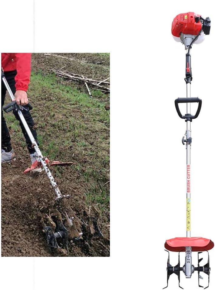 Mini Tiller Cultivator - 42.77CC 1.25KW Two-Stroke Gas-Powered Hand Push Tiller Cultivator w/Air-Cooled System - 4 Blades Tilling Deepth 9M US