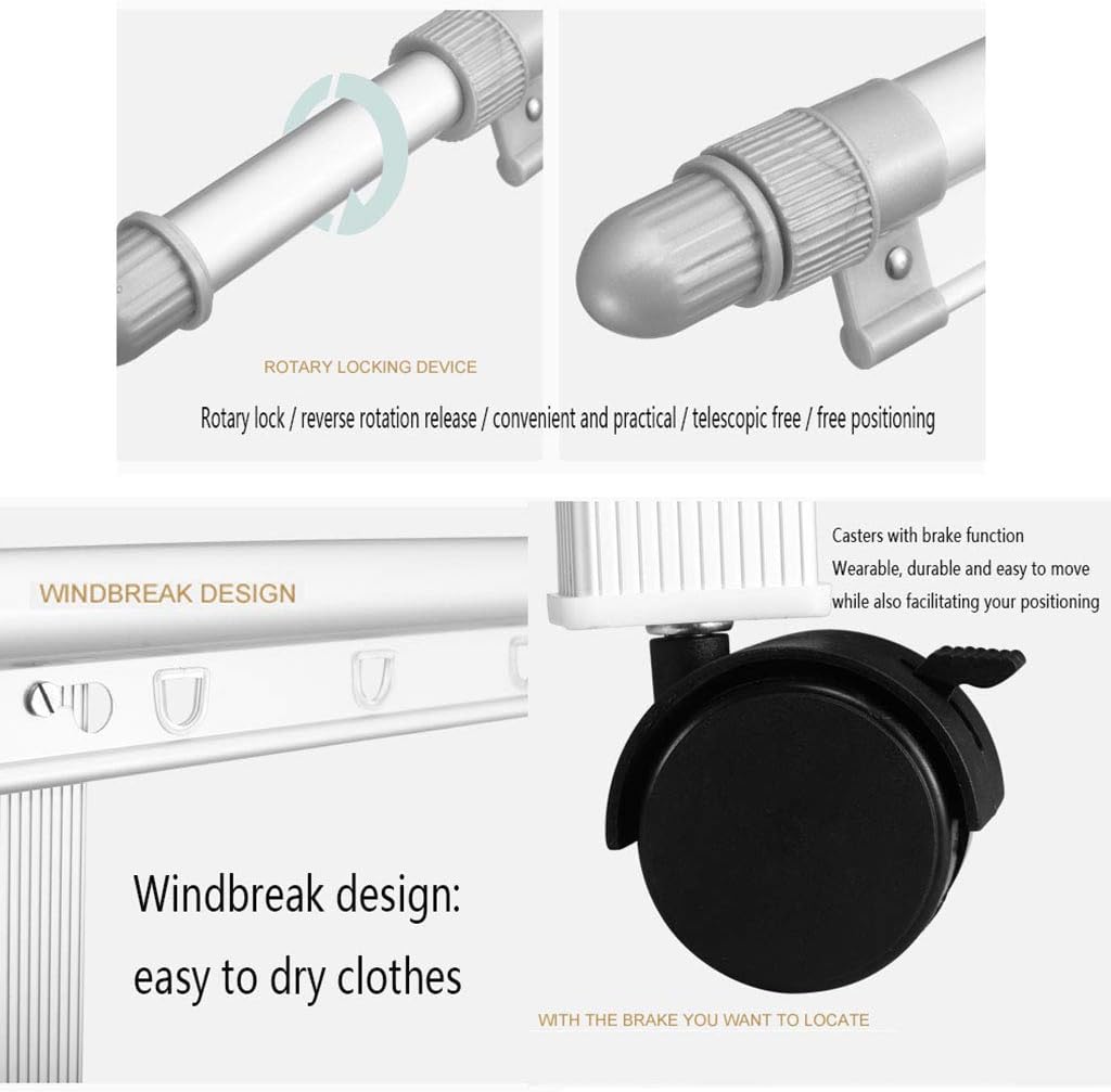 Laundry Rack, Folding Airer, Retractable Double Rail Clothes Airer Indoor Househ Clothes Airer Indoor Household Drying Racks no Need to Install with Wheels and 2 Shelves Clothes Garment Rack