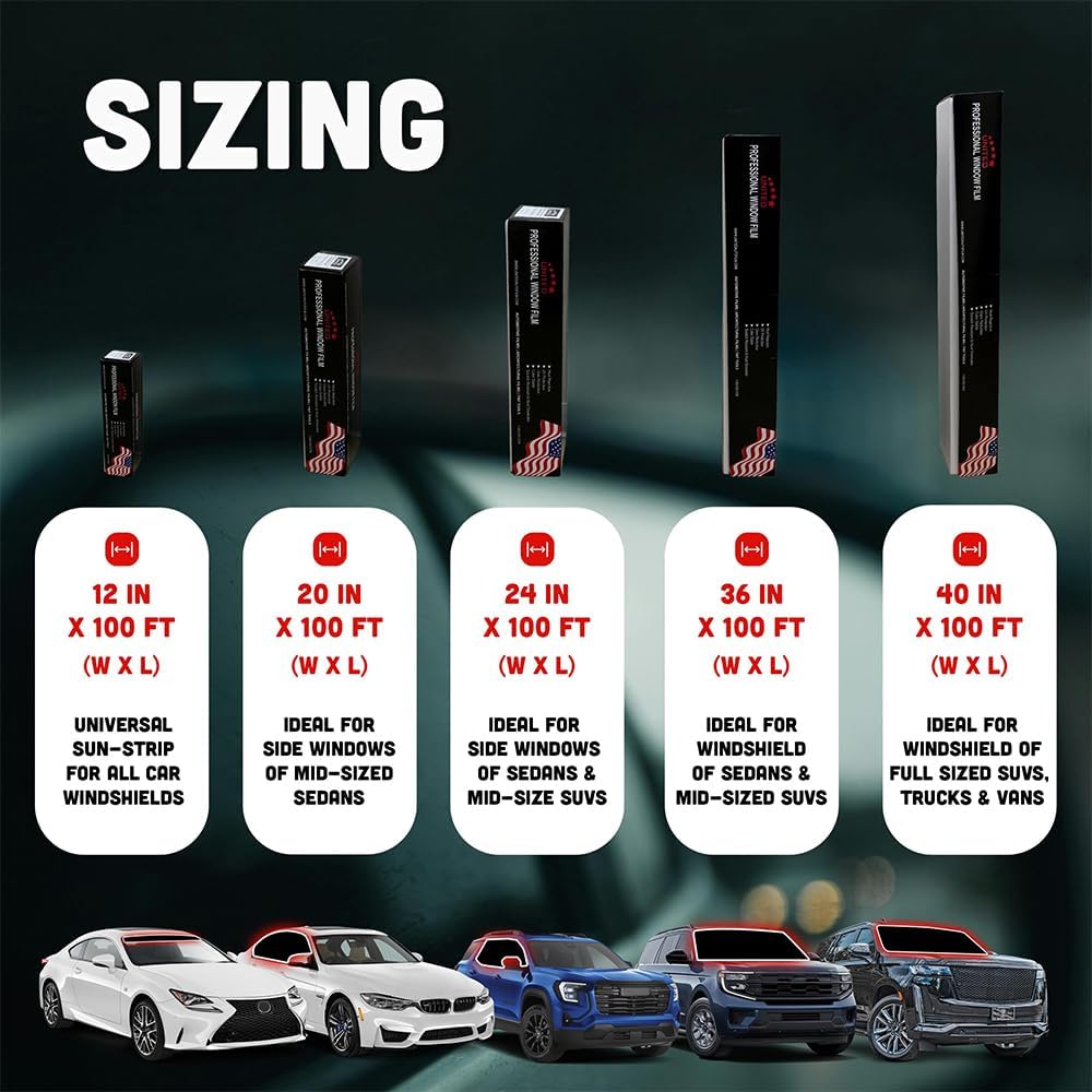 United Universal Black Window Tint Film 20' x 100', 3 Rolls - 35% VLT 1Ply Dyed PET Car Tint Roll, Deep Black Privacy Film with 99% UV Block, Heat & Glare Control for Car, Truck, SUV & Home