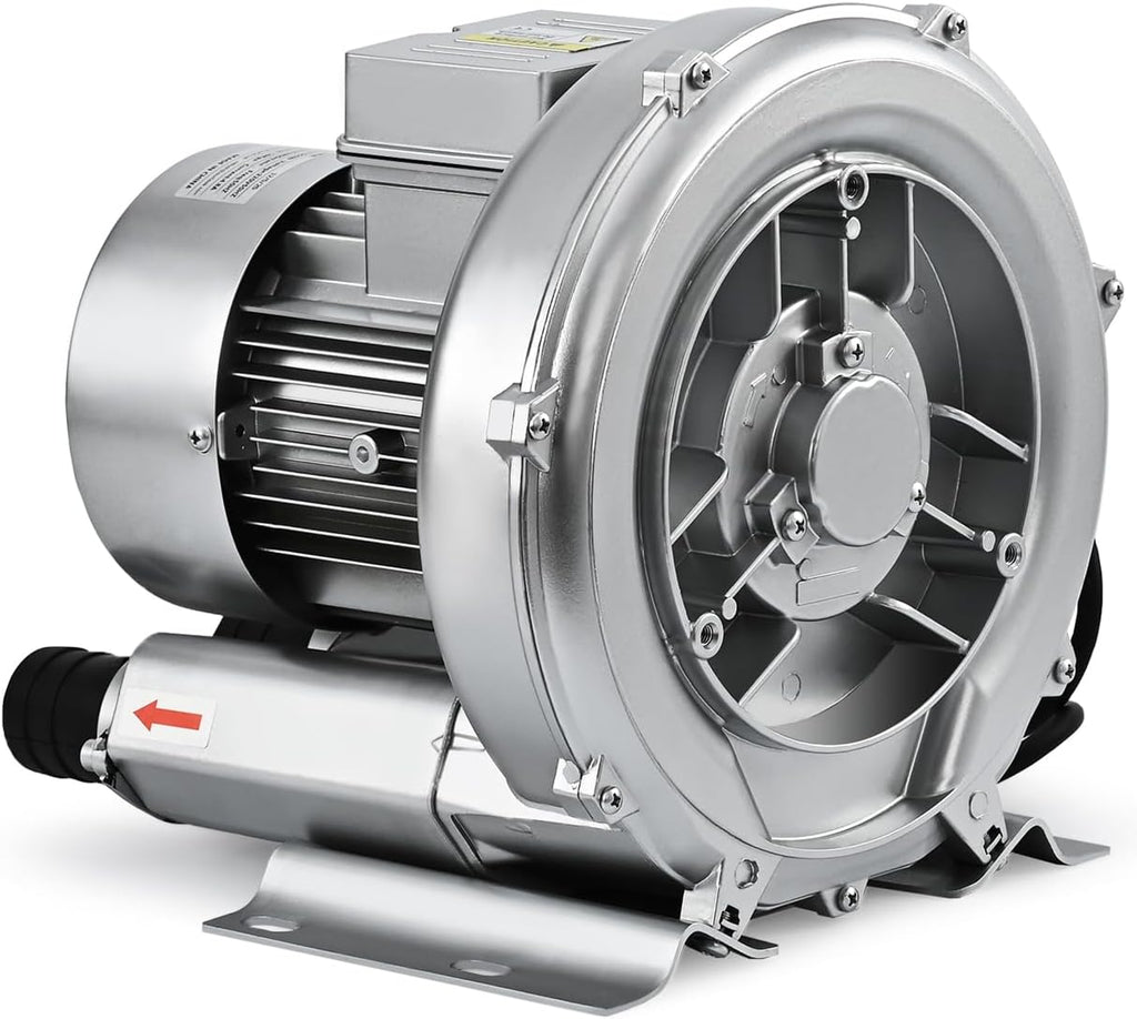 0.6HP Regenerative Blower, 41CFM 110V 60Hz Single Phase, High-Pressure Vortex Ring Blower, Industrial Vacuum Pump for Air Blowing Or Suction for Sewage Aeration Aquarium Fish Pond, Silver