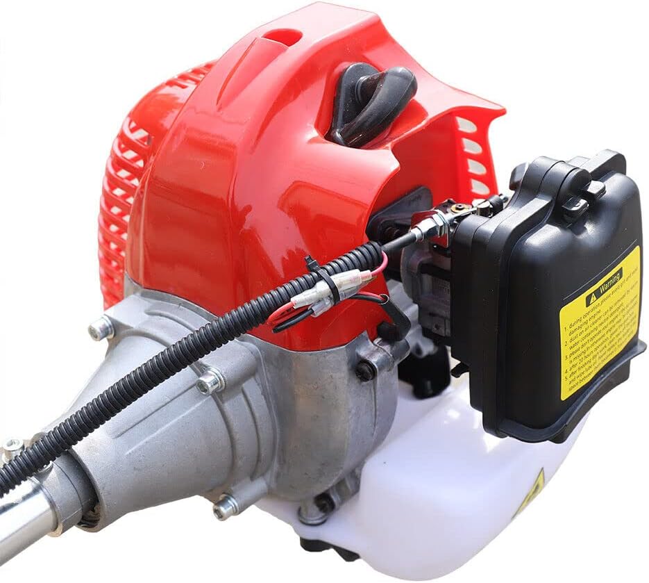 42.7CC Handheld Tiller Cultivator 2 Stroke Gas Powered Engine Tilling Machine Air-Cooled Mini Tiller Cultivator for Garden Cylinder Gas Gasoline Engine Grass Cutter for Yard 1.25KW/6500r/min