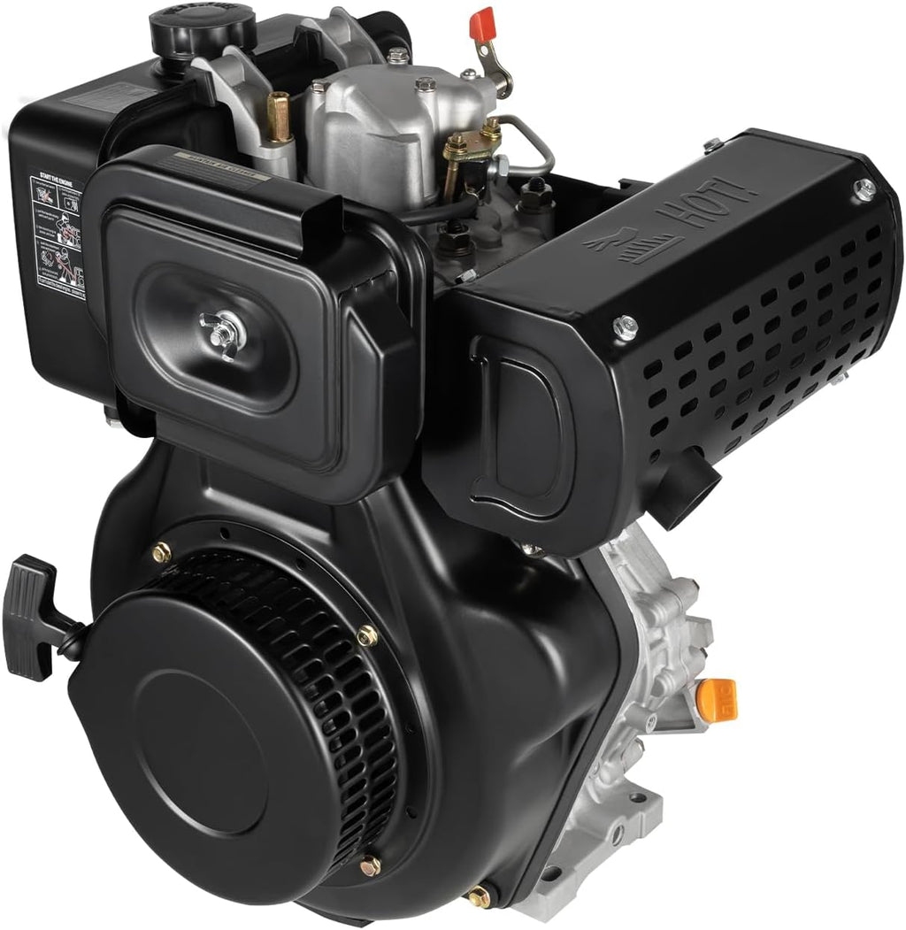 10HP Diesel Engine, 6300W 418CC Diesel Motor Engine 4 Stroke Heavy Duty Single Cylinder Air-Cooled Diesel Motor Vertical Shaft Diesel Engine For Tillers Generators Lawn Mower 3600RPM (10HP 6300W)