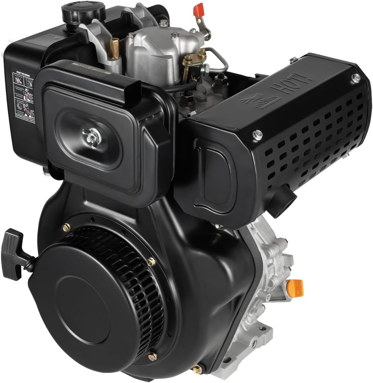 10HP Diesel Engine, 6300W 418CC Diesel Motor Engine 4 Stroke Heavy Duty Single Cylinder Air-Cooled Diesel Motor Vertical Shaft Diesel Engine For Tillers Generators Lawn Mower 3600RPM (10HP 6300W)