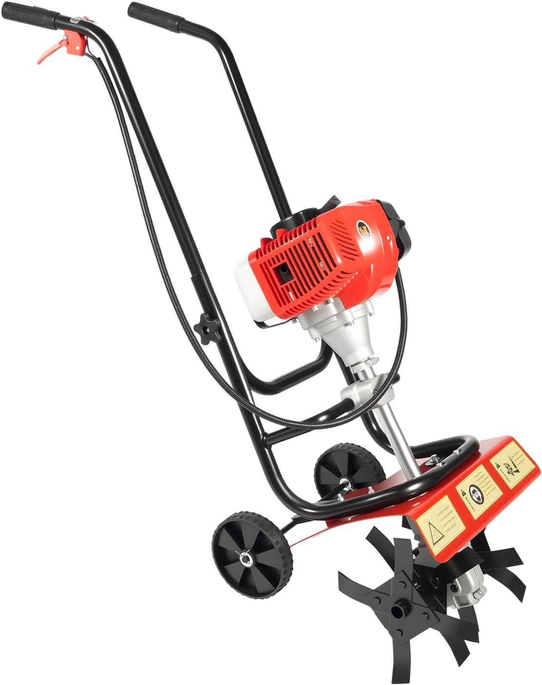 52CC Gas Tiller Cultivator, 2.5HP Tiller Cultivator, 1900W 9.5in Narrow Blades Diameter Single Cylinder Air-Cooled Gasoline Engine 0.2Gal Fuel Tank Garden Tiller w/Anti-Slip Handles