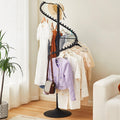 Spiral Rotating Clothing Rack, Freestanding Garment Rack Metal Coat Rack Retail Display Stand Black Hanger Shelf for Clothes Dresses Bags Scarves