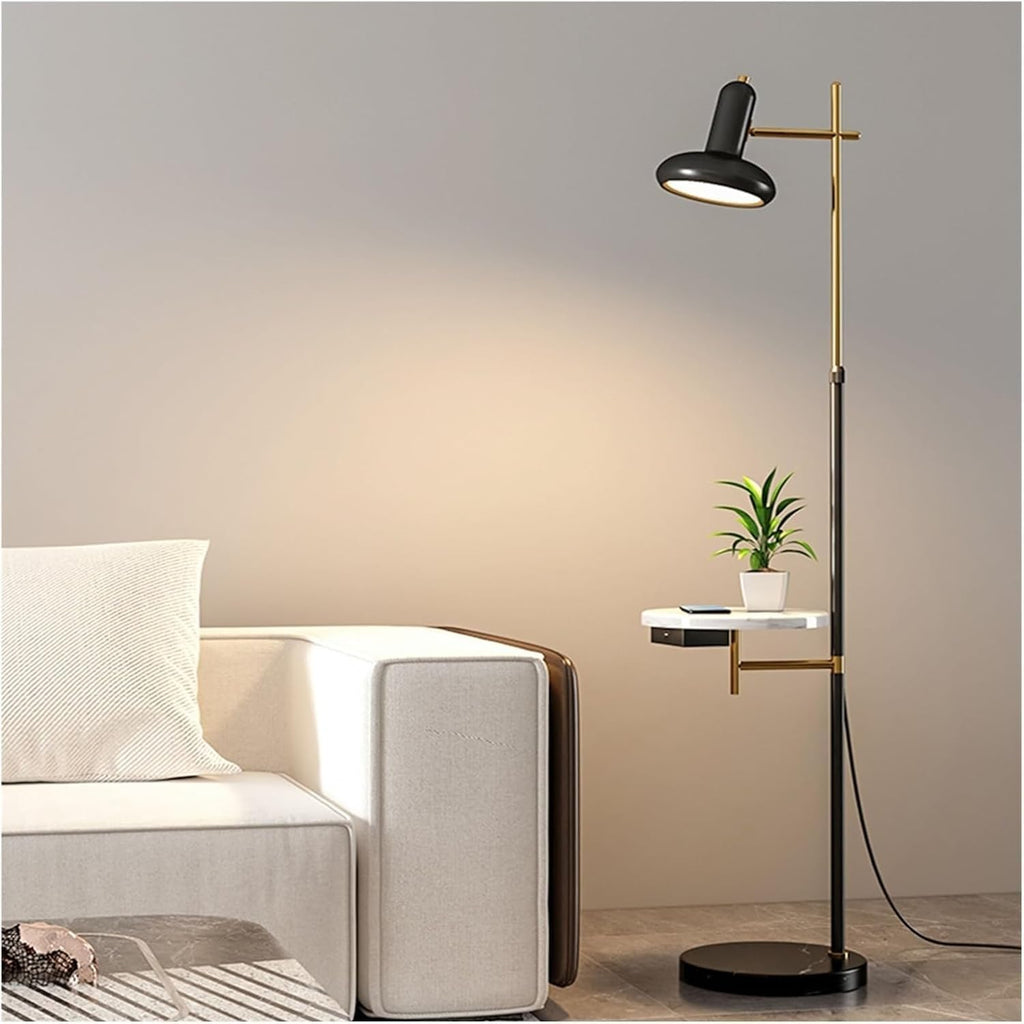 Floor Lamp Contemporary Modern Creative with Table, Metal with Marble Tray, for Office, Cafe, Living Room Bedroom