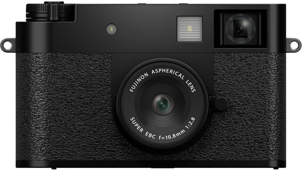 FUJIFILM X Half Premium Compact Digital Camera (Black) Bundle with Fuji Link 3 Smartphone Printer (Clay White) + Instax Mini Film + 64GB Memory Card + Flexible Tripod + Cleaning Kit + More