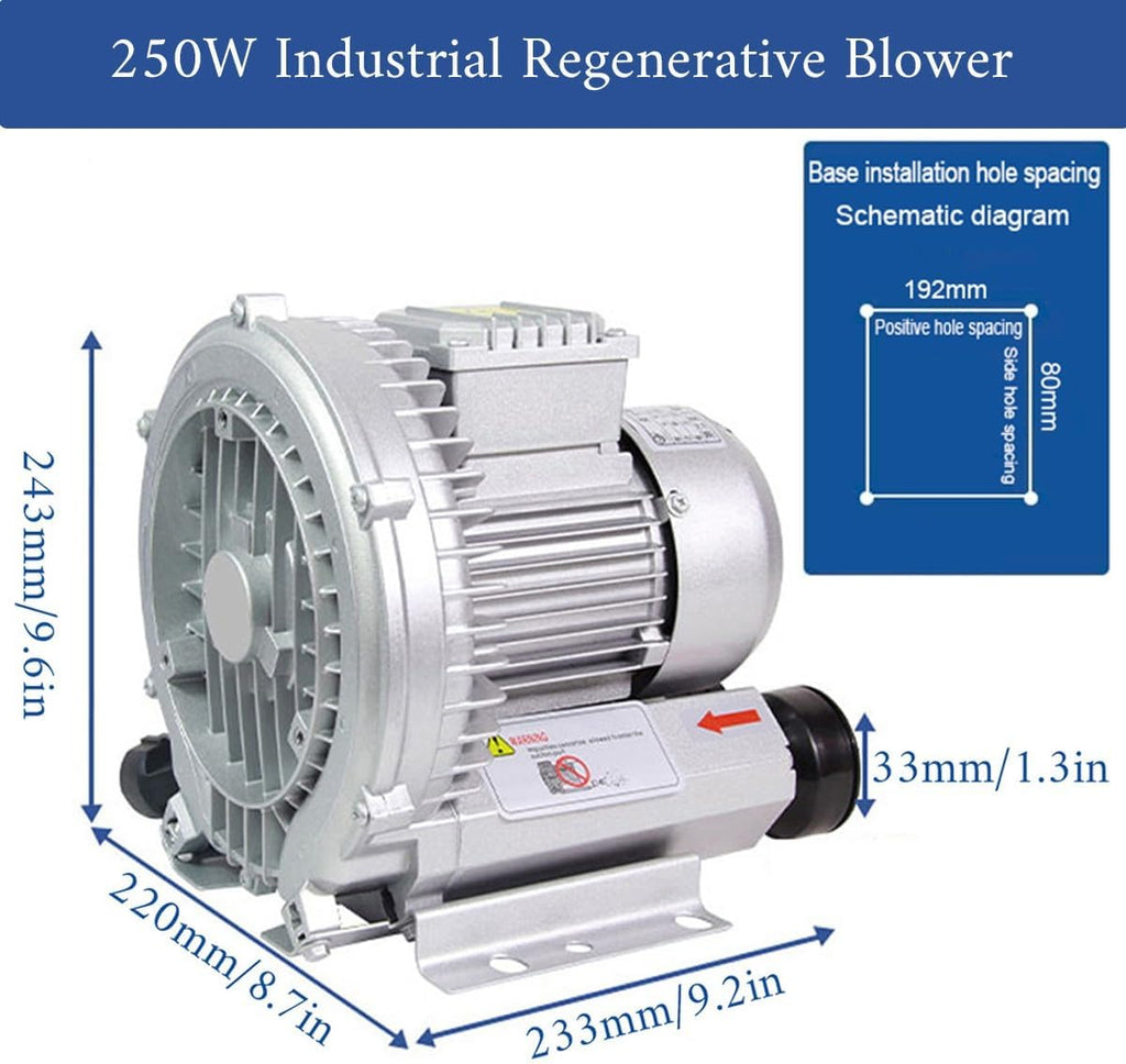 Industrial Blower Vortex Ring Blower Large Airflow Type fish pond aerator Regenerative Blower strong centrifugal fan High pressure Blower 110V 250/350/550W(250W)