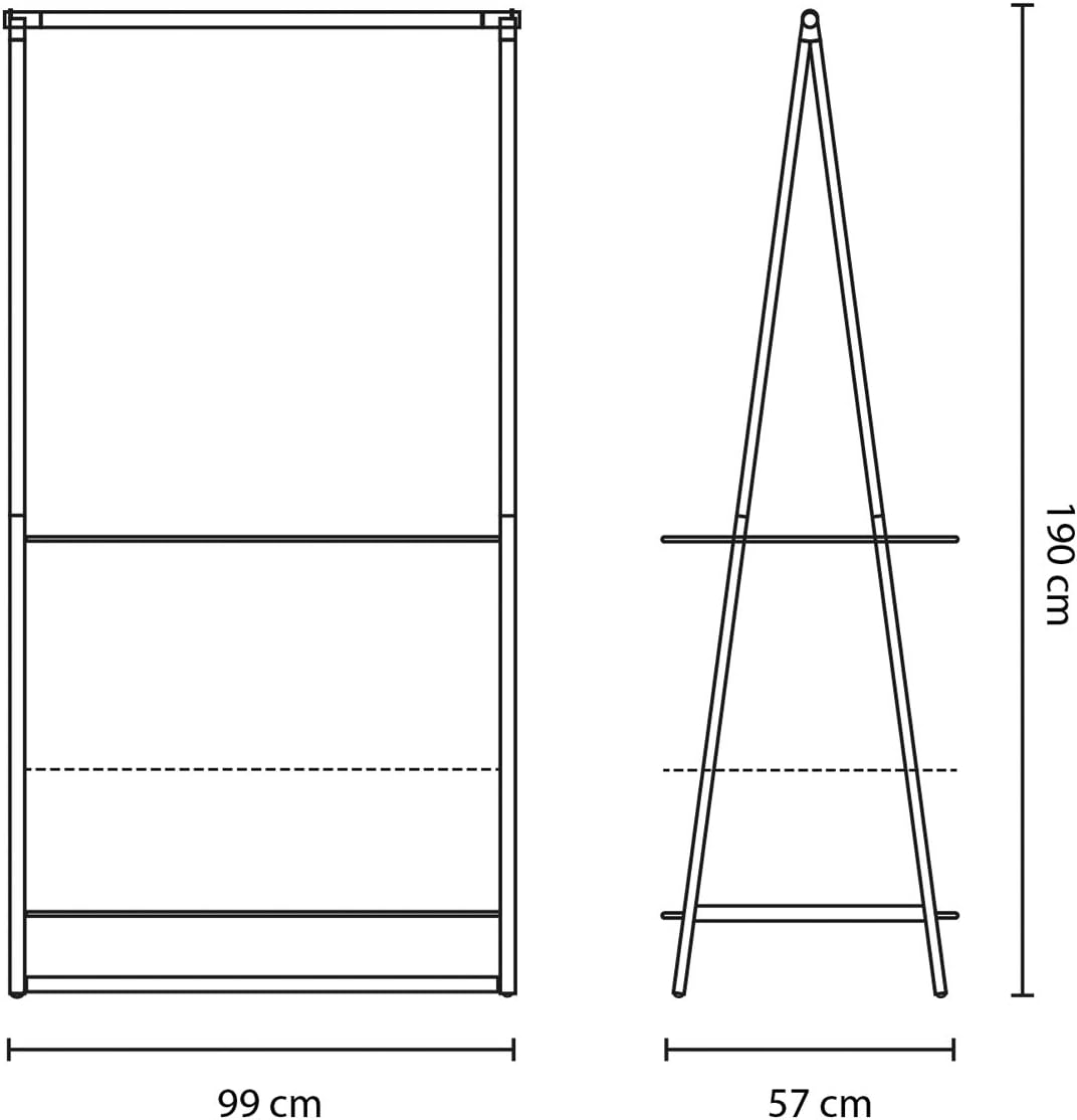 Brabantia - Linn Clothes Rack - Multi-Functional - Space Saver - Adjustable Shelves - Wardrobe Hanging - Drying Rack - Freestanding - Stable - White - Large