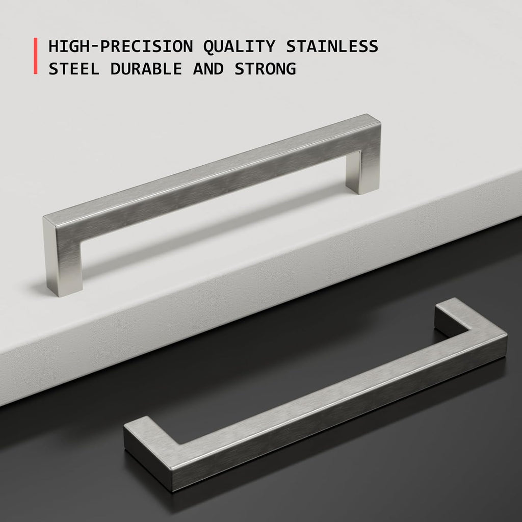 homdiy 35 Pack 7-1/2 Inch Brushed Nickel Cabinet Pulls Square Dresser Handles Stainless Steel Hardware for Drawer, Cupboard