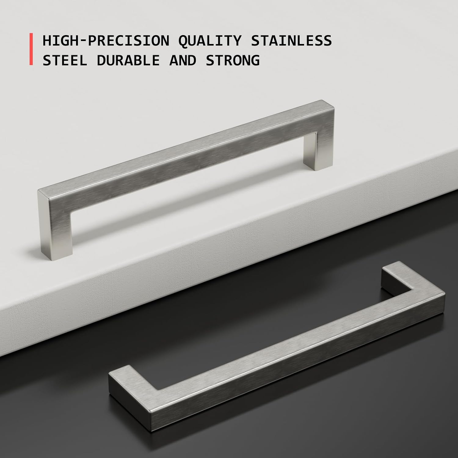 homdiy 35 Pack 7-1/2 Inch Brushed Nickel Cabinet Pulls Square Dresser Handles Stainless Steel Hardware for Drawer, Cupboard