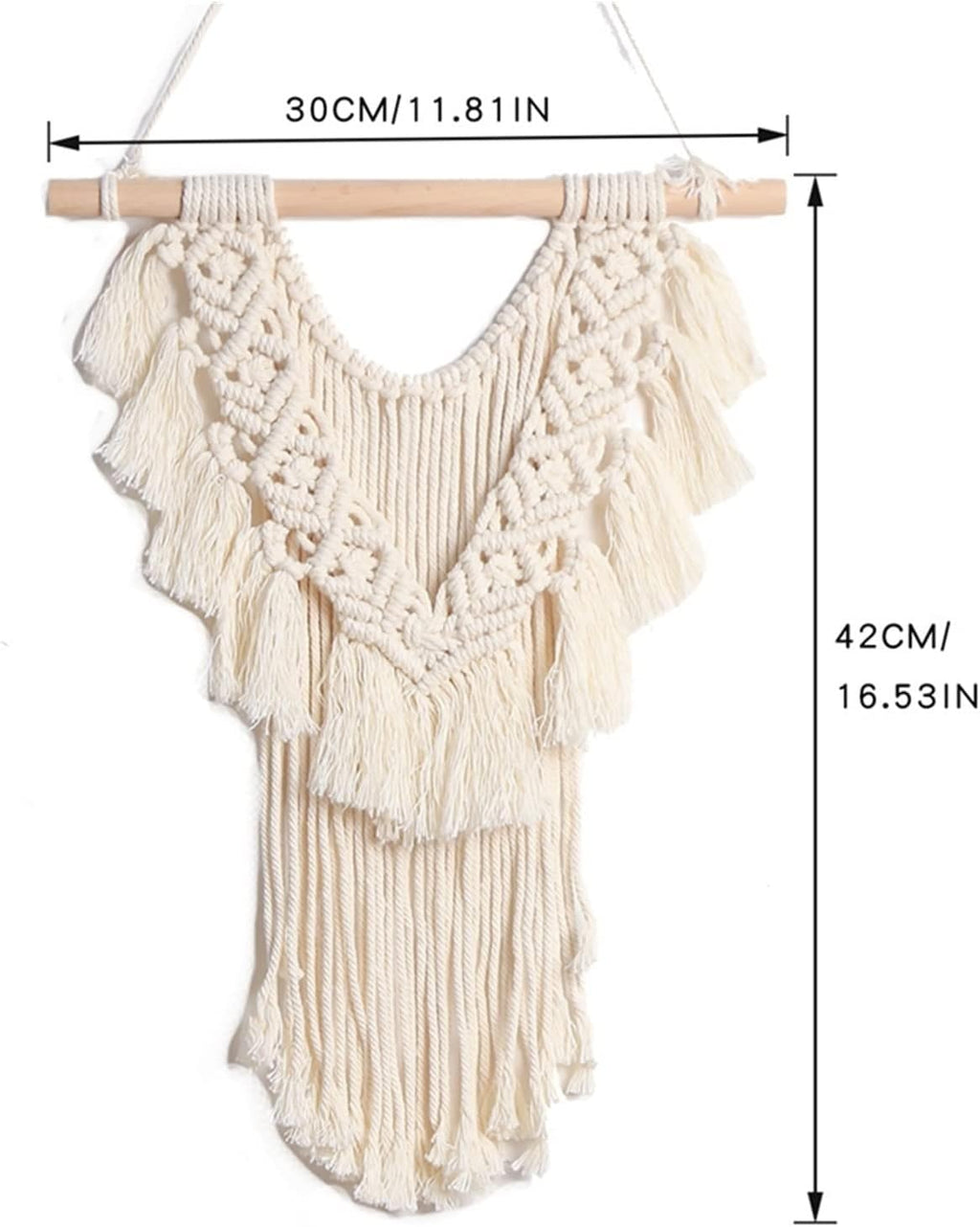 Tapestry Macrame Wall Hanging Tapestry Hand-Woven Chic Bohemian Geometric Wall Decor for Wedding Party Home (OneColor)