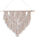 Tapestry Macrame Wall Hanging Hand-Woven Pendant Woven Tapestry Bohemian Crafts Room Decoration (Beige 80x60cm)