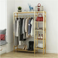 Metal Clothing Rack With Rods Freestanding Garment Rack For Hanging Clothes Organizer Wardrobe With 6-Tier Storage Shelve For Bedroom, Entryway (Color : Gold, Size : 90cm)