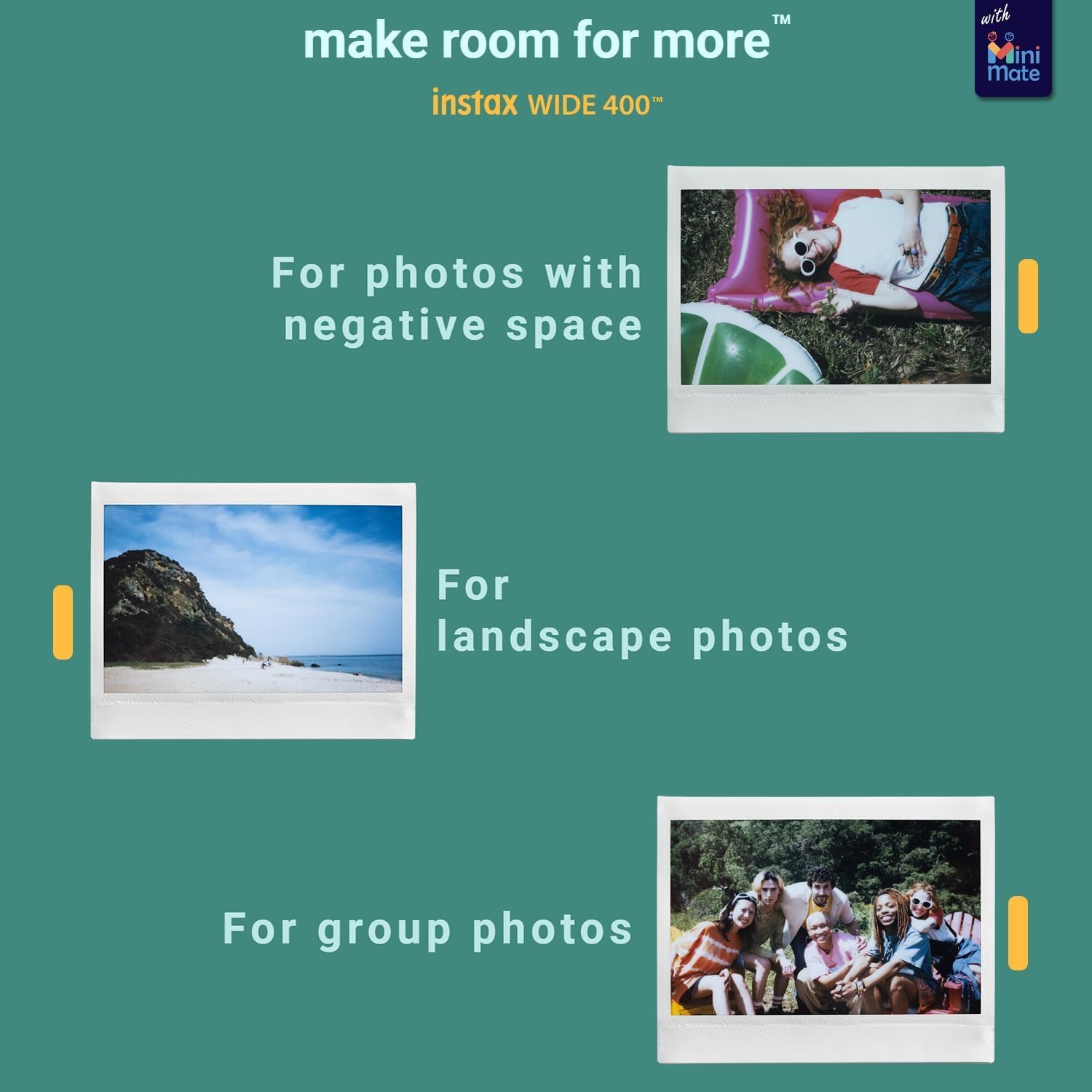 Fujifilm INSTAX Wide 400 Instant Camera - Sage Green with Creative Bonus Bundle of Fujifilm Wide Instant Film... (Camera + 2 Wide Twin Pack)