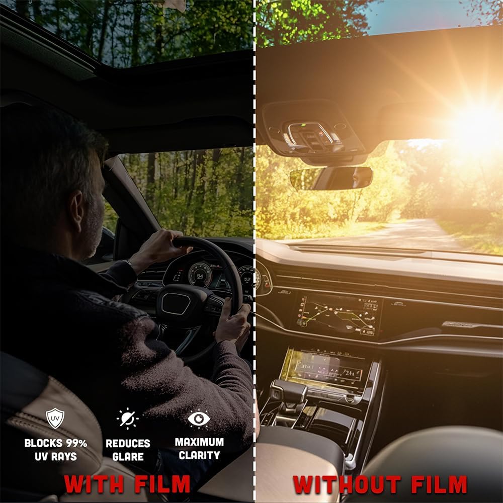 United Professional 1Ply Window Tint Film - 40' x100', 15% VLT Upgraded Dyed PET Film, 1 mil Thickness, 99% UV Block, Deep Shade Privacy Window Tint for Car, Truck, SUV, Home – Heat & Glare Control