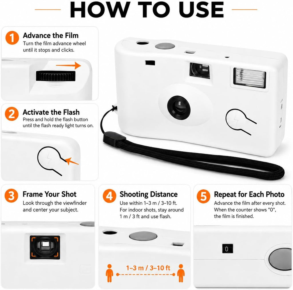 12 Pack Disposable Cameras Bulk Single Use Flash 35mm 17 Film 200 ISO Film Camera for Wedding Birthday Concert Travel Anniversary Party Supplies