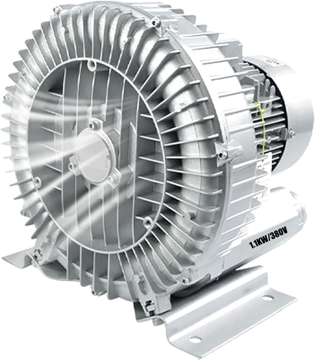 High-Pressure 480V Vortex Ring Blower – 1.1kW Three-Phase Regenerative Blower for Industrial, Textile, Fish Pond Aeration & Construction Applications