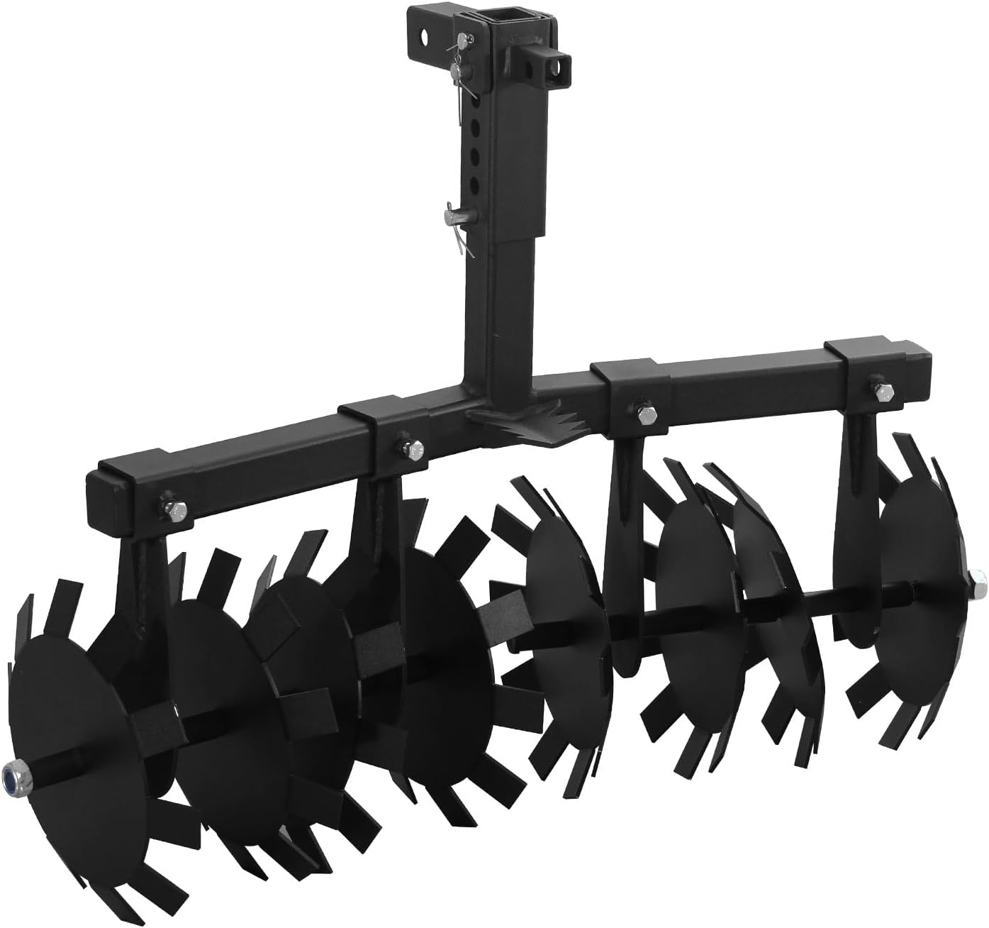 32' Disc Plow Harrow with 2' Receiver Mount for ATV/UTV, Heavy Duty Adjust Height Pull Behind Tiller, Black