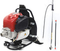 4 Stroke Backpack Brush Cutter, 35.4CC 3 in 1 Multi-Function Tiller Cultivator Gas Powered Cordless Hedge Trimmer Air-Cooled Single Cylinder Digging Tool for Garden, Yard and Farm