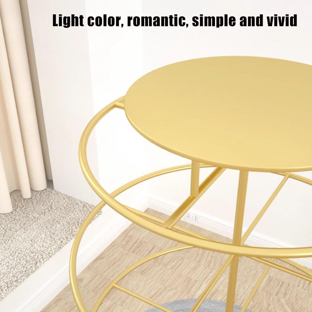 Rotatable Round Clothes Rack, Metal Kids Garment Rack with Storage Shelf, Kids Dress Up Rack, Floor-Standing Retail Clothing Rack for Hanging Clothes,Gold,50 * 140cm