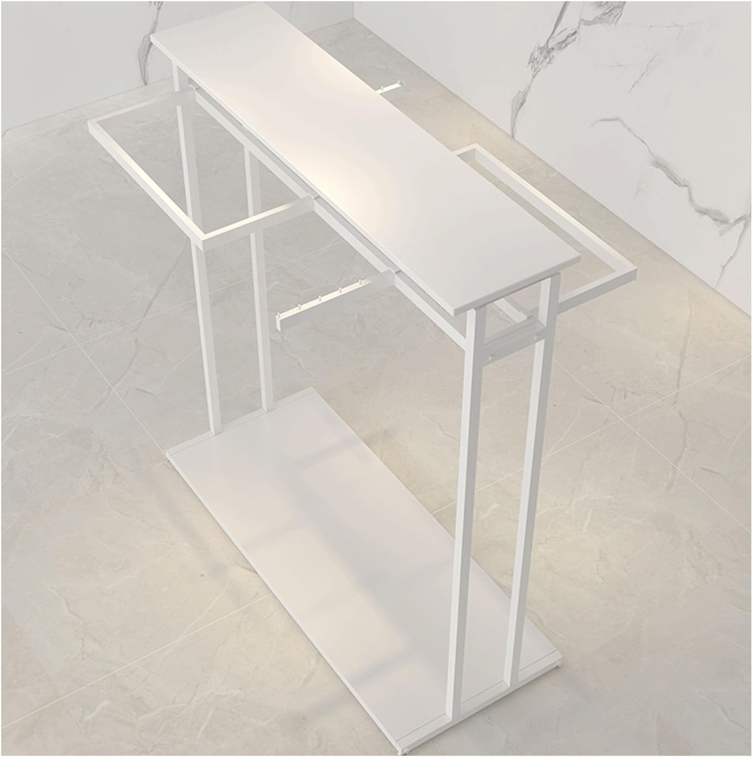 Freestanding Garment Rack with Shelves, Metal Clothing Rack Boutique Display Rack Closet Organizer, Commercial Grade Clothes Display Rack, Heavy Duty Shoes Bags,D-120x50x130CM