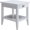Leick Home Laurent 20 in. Solid Wood End Table with Shelf and Drawer, White, 10507-WT