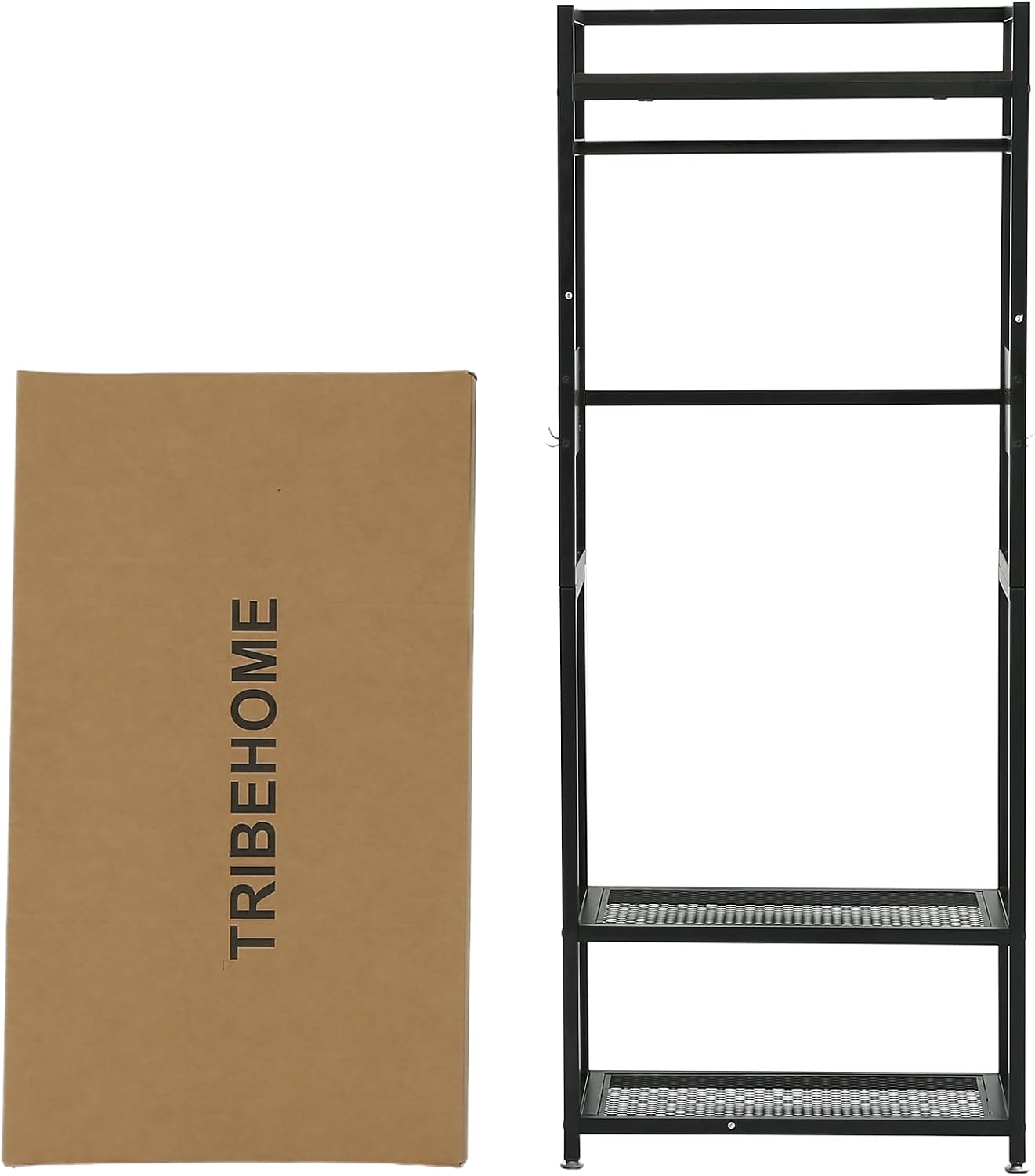 TRIBEHOME Small Clothes Rack, Freestanding Garment Rack with Shelf and Hanging Rod, Heavy Duty Coat Rack Hall Tree for Living Room, Bedroom, Hallway