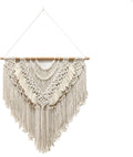 Tapestry Macrame Wall Hanging Bohemian Cotton Weave Artwork Tassel Tapestry Used for Bedroom Living Room Decoration (Beige 70x75cm)