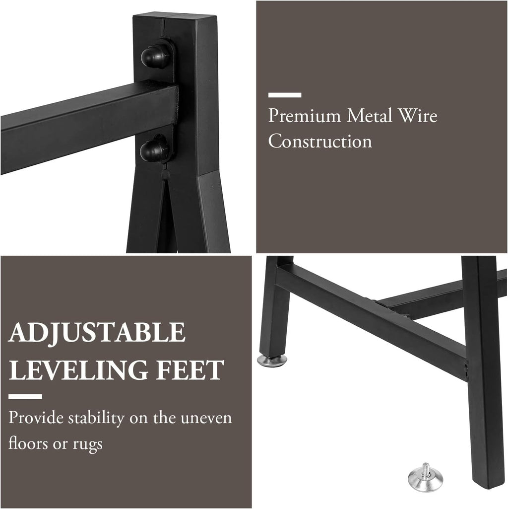 MyGift 57 Inch Modern Black Heavy Duty Metal A-Frame Wardrobe Clothing Rack, Commercial Grade Freestanding Garment Hanger for Bedroom Closet Clothes or Retail Display