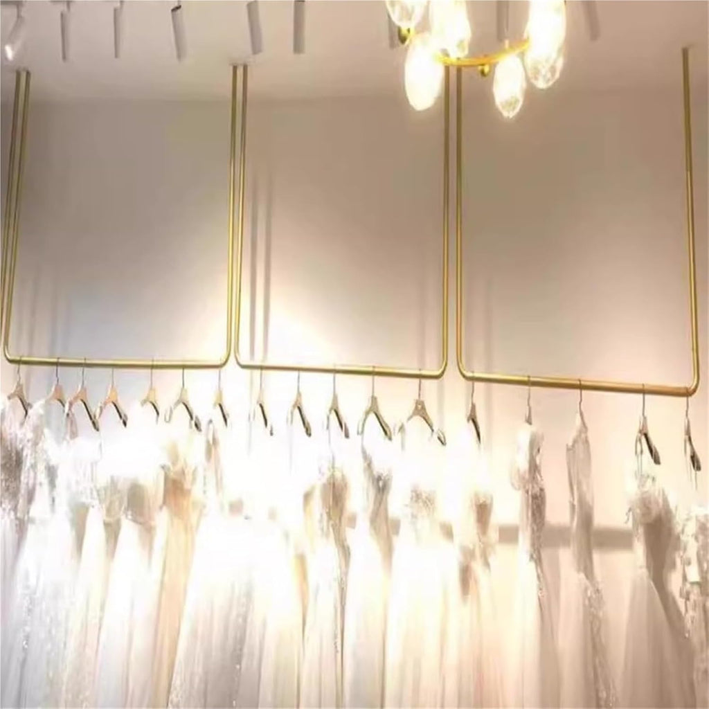 Closet Hanging Rod,Hanging Closet Rod, Wedding Dress Display Shelf Retail Store Garment Rack Ceiling Mount(100x80cm)