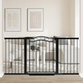 Fairy Baby 62.6'-65.3' Extra Wide Baby Gate with Door, 63 64 65 Inches Walk THR Baby Gates for Stairs Pressure Mounted no Drill, Indoor Tension Metal Child Pet Dog Safety Gate for Kids, Black