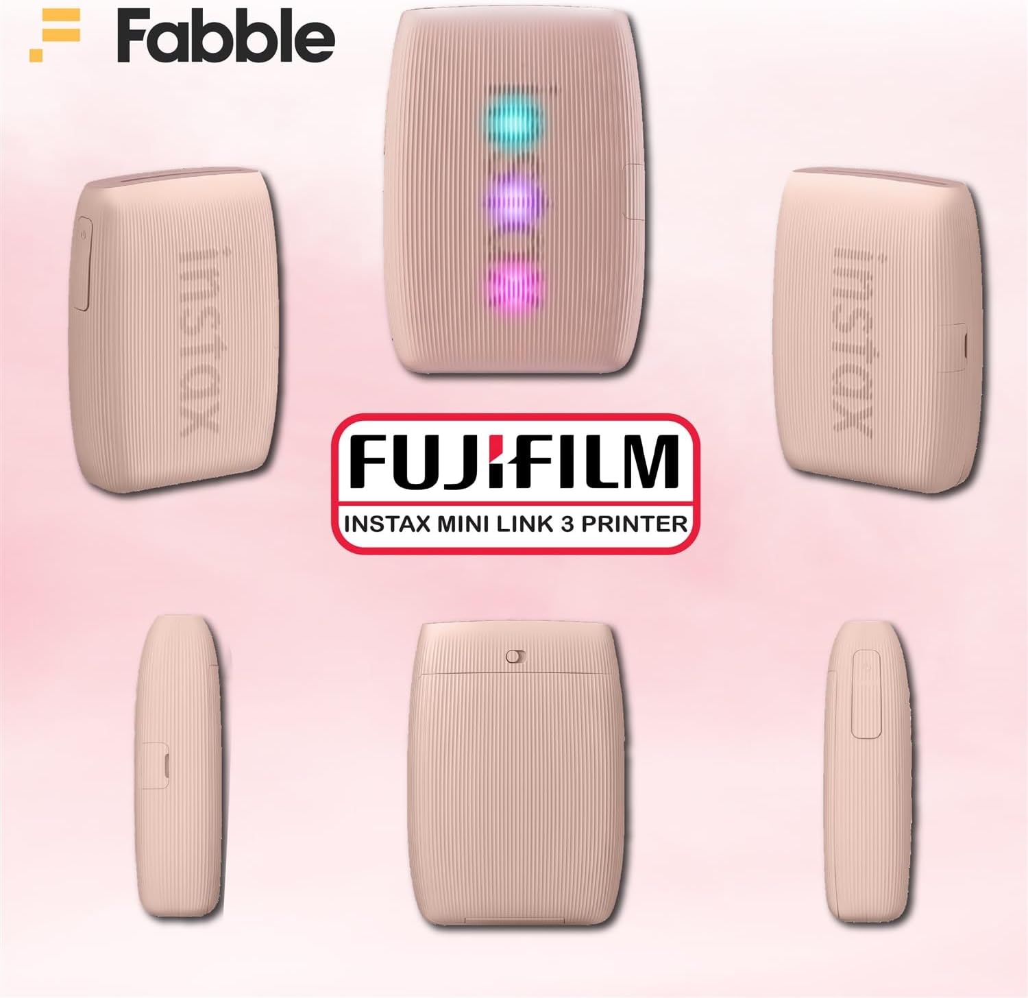 Fujifilm Instax Mini Link 3 Smartphone Printer – Rose Pink Bundle with a Protective Case, Twin Pack Instant Film (20 Sheets), Hanging Photo Frames, and Premium Microfiber Cleaning Cloth