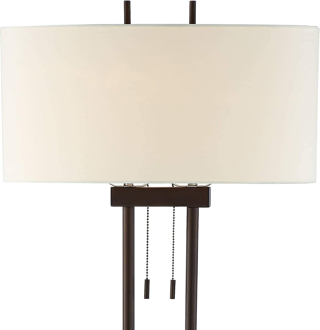 Franklin Iron Works Roscoe Modern 62' Tall Standing Floor Lamps Set of 2 Lights Twin Pole Pull Chain Brown Roman Bronze Finish Living Room Bedroom House Reading Office Home Decor Entryway Dining