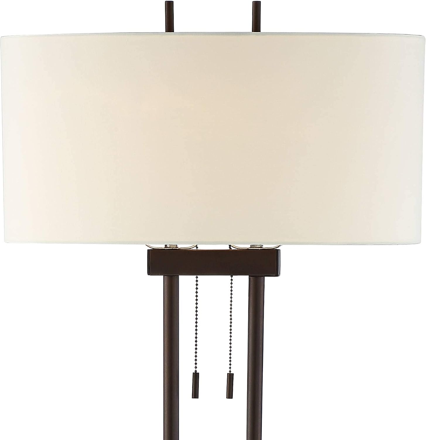 Franklin Iron Works Roscoe Modern 62' Tall Standing Floor Lamps Set of 2 Lights Twin Pole Pull Chain Brown Roman Bronze Finish Living Room Bedroom House Reading Office Home Decor Entryway Dining