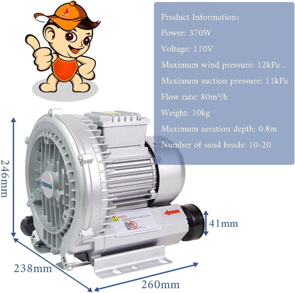 Vortex Ring Blower Regenerative Blower High Pressure strong centrifugal fan Industrial Vacuum Pump Sewage Aeration Vortex Blower 110V 120W 180W 250W 350W 750W(370W)